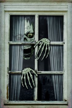 Window Skull And Hand Fake