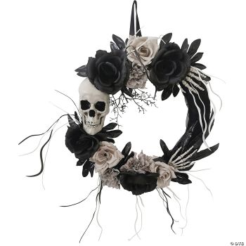 18-Inch Skull & Roses Wreath