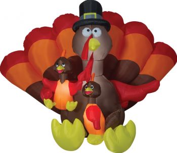 Airblown Turkey Family Large Inflatable Scene