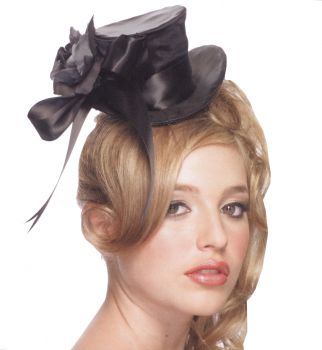 Mini Satin Top Hat - Black