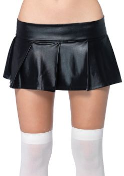 Pleated Wet-Look Skirt - Adult Small