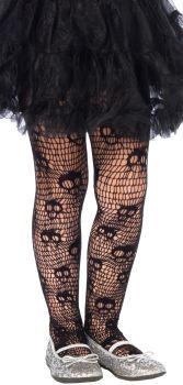 Skull Striped Net Tights - Child Large