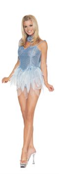 Women's Blue Glitter Fairy Costume - Adult Large