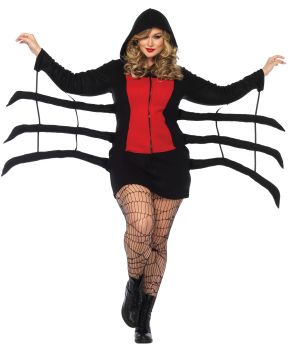 Women's Plus Size Cozy Black Widow Spider Costume - Adult 1X/2X
