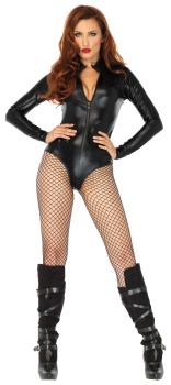 Women's Wet-Look High Neck Bodysuit - Adult Small