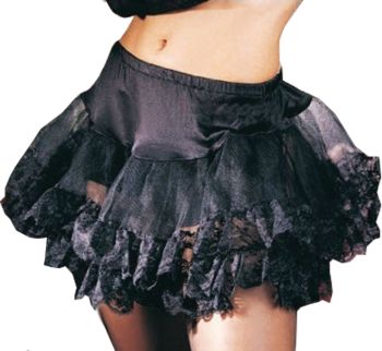 Lace Trimmed Petticoat - Black