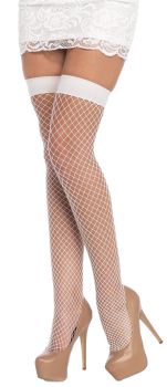 Lycra Fishnet Thigh-Highs - White