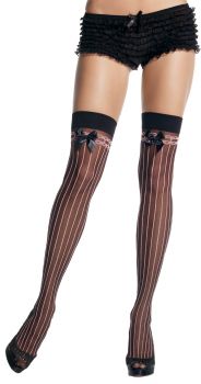 Thigh-Highs With Vertical Stripes - Black/Pink