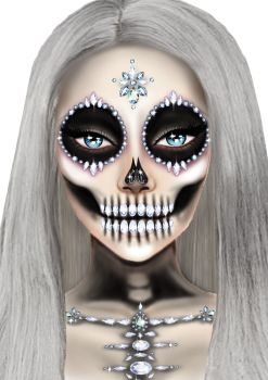 Skeleton Jeweled Face & Chest Sticker