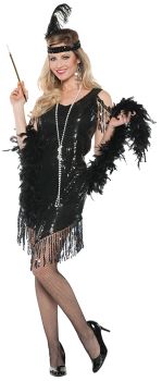 Women's Swinging Flapper Costume - Black - Adult Small