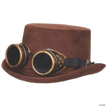 Faux Suede Hat With Goggles - Adult