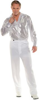 Men's Disco Shirt - Silver White - Adult OSFM