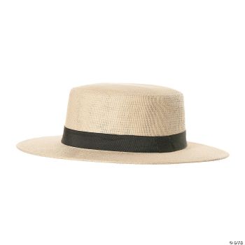 Straw Hat With Black Band - Adult