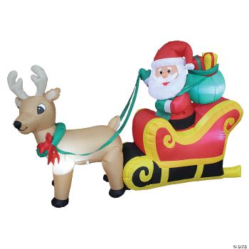 6' Santa On Sleigh Inflatable