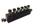 Aluminum Block Manifold with Fittings for 1/4" Airline - 7 Ports