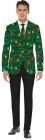 Men's Green Christmas Jacket & Tie - Adult Medium