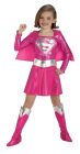 Girl's Deluxe Pink Supergirl Costume - Child Medium