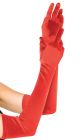 Extra-Long Satin Gloves - Red