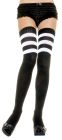 Knit Athletic Striped Thigh-Highs - Black/White
