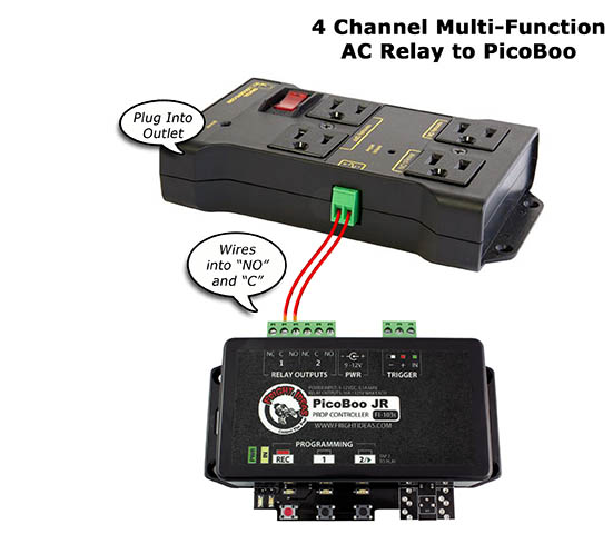 4 Channel Multi-Function AC Relay Add-On Wiring
