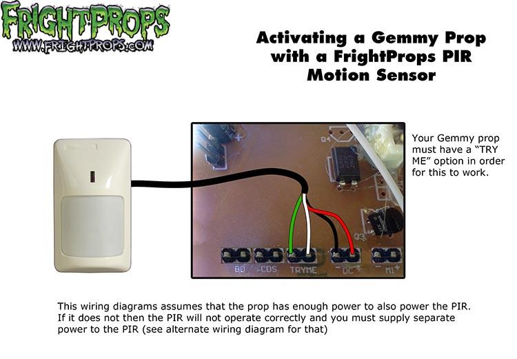 Triggering Gemmy or Spirit Props with a FrightProps PIR