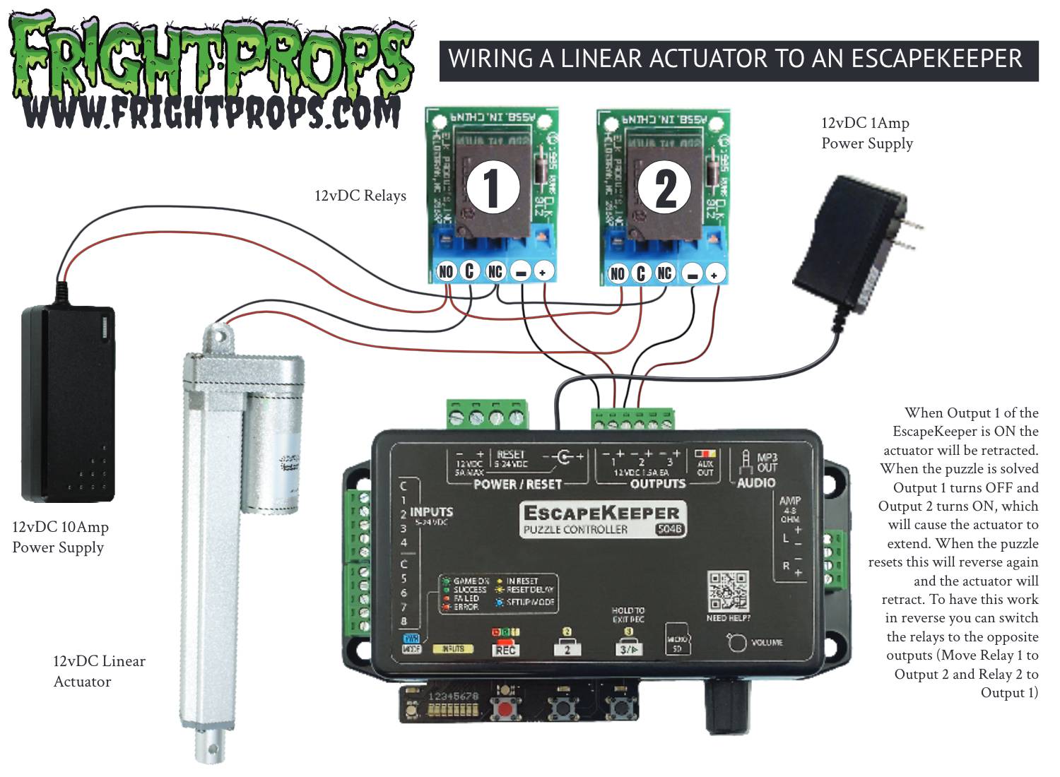 Wiring a Linear Actuator to an EscapeKeeper