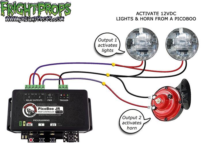 Activating 12VDC Car lights & horns from a PicoBoo