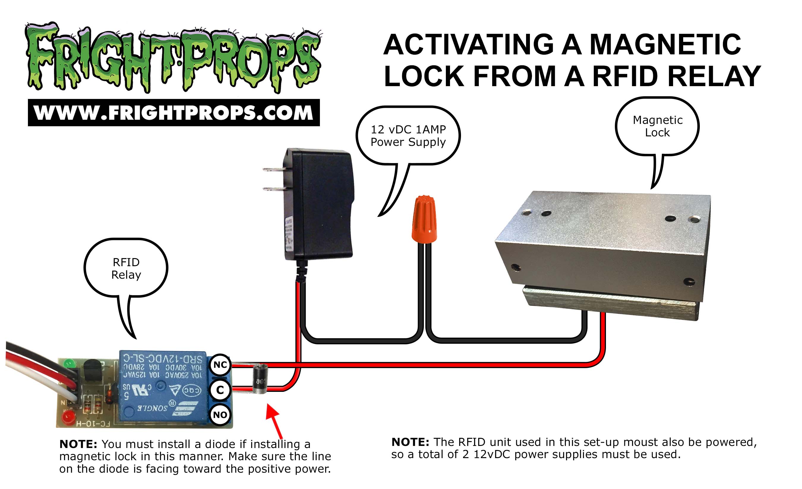 Activating a magnetic lock from a RFID relay