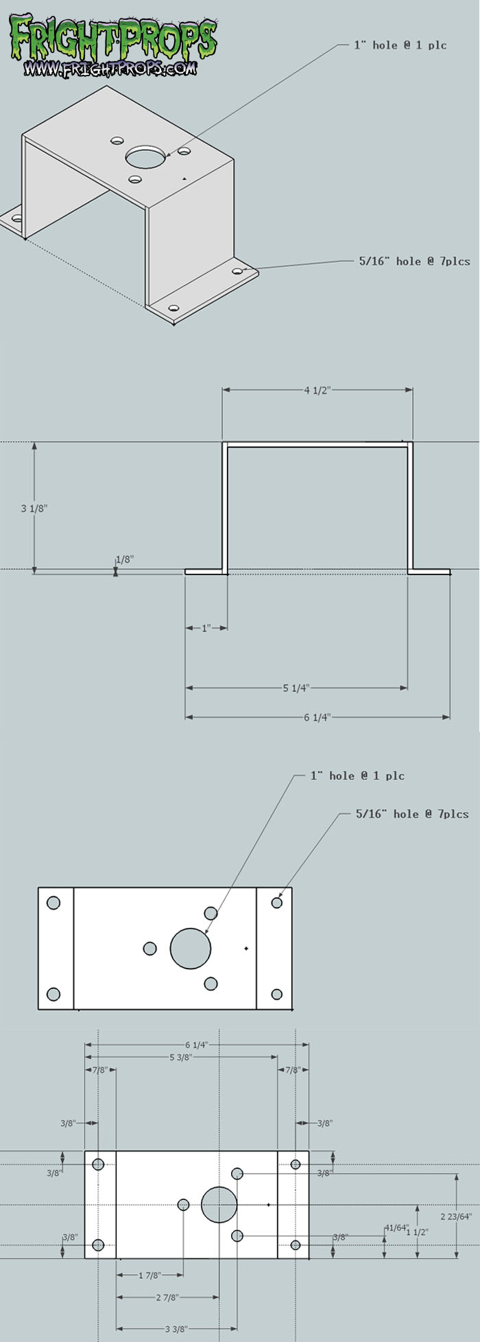 Inverted Mounting Bracket Dimensional Specs